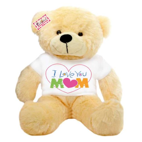 2 feet peach teddy bear wearing I Love You Mom T-shirt 2 feet peach teddy bear wearing I Love You Mom T-shirt